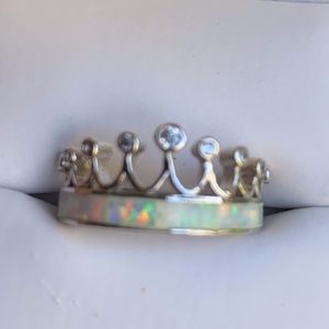 Silver crown / Abalone stone Ring